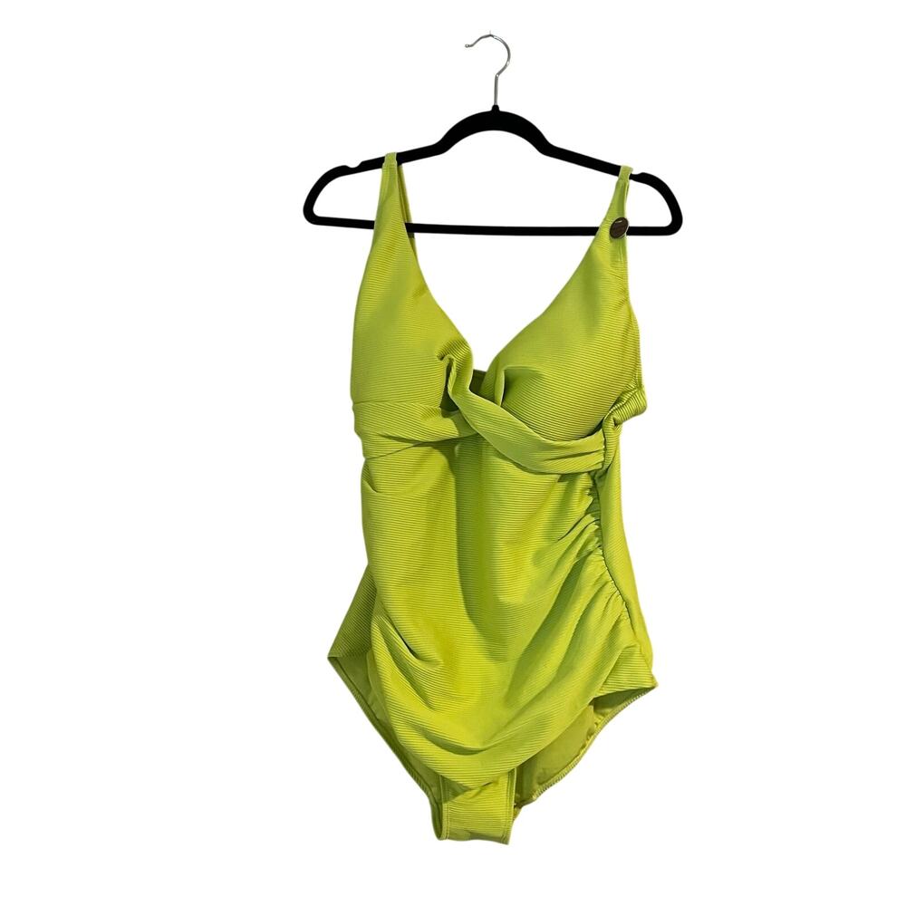 New Nip Tuck Multi Cup Fit One Piece Swimsuit Neon Green Size 12 NWT Slimming